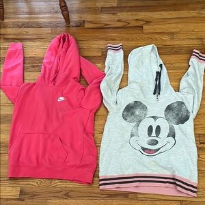 Nike Pink Athletic Hoodie and Mickey Sweatshirt (ONLY WORN ONCE)